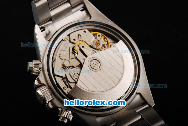Rolex Daytona Oyster Perpetual Swiss Valjoux 7750 Automatic Movement Full Steel with Black Dial and White Subdials - Stick Markers - Click Image to Close